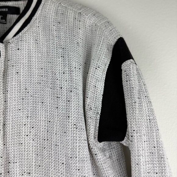 Forever21 Black & White Tweed Bomber Varsity Jacket - Picture 6 of 11